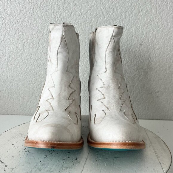 Lane CHELSEA Womens Cowboy Bootie 10 Western White Short Ankle Cowgirl Boots - Picture 5 of 11